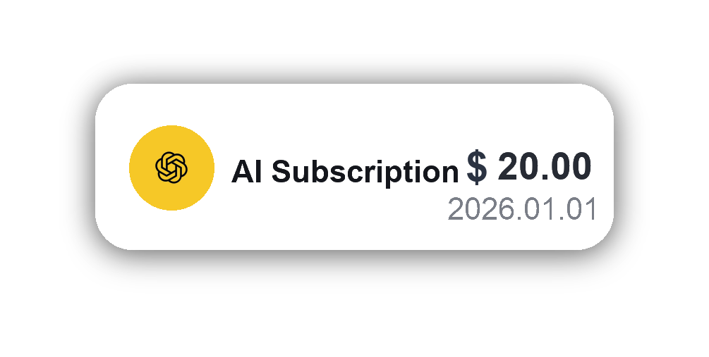 AI Subscription floating card