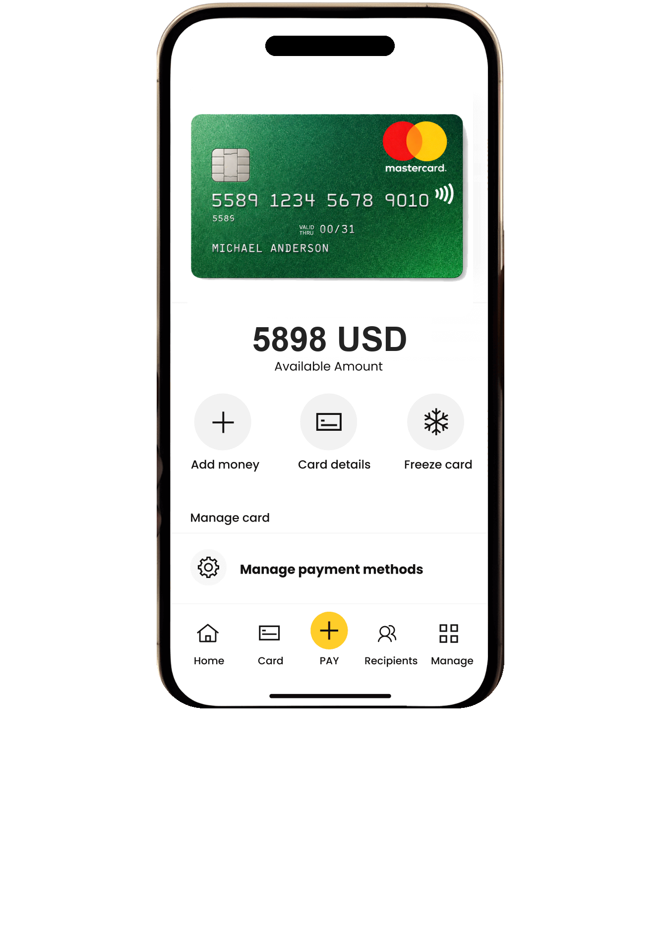 OranoPay card app on mobile
